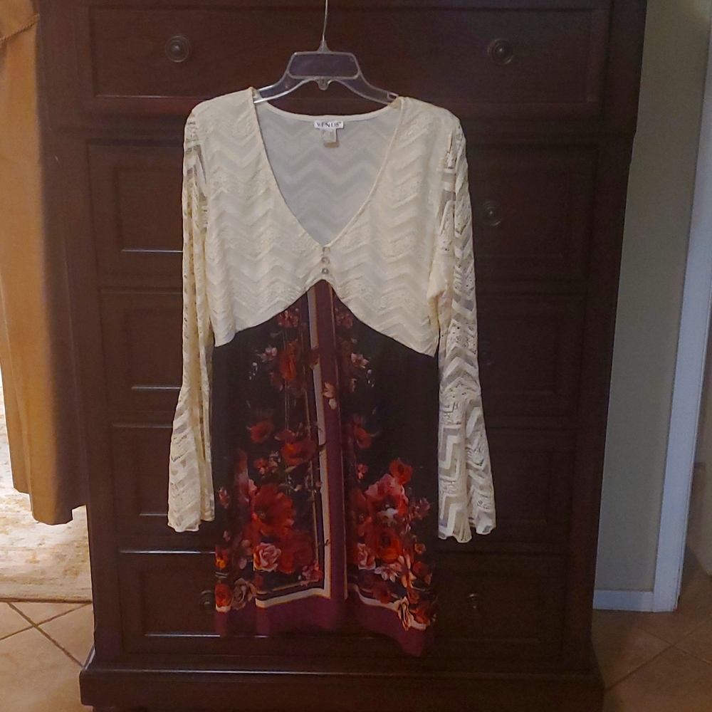 Venus dress XL polyester and spandex, hits above knee hits above knee